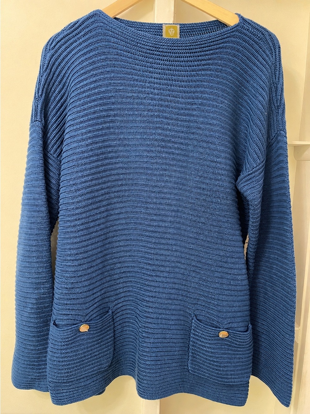 NWOT Anne Klein Royal Blue Rib Knit Boat Neck Sweater Tunic with Pockets Size L - Picture 3 of 13